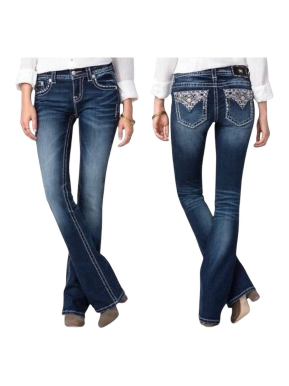Miss Me Mid Rise Embellished Bootcut Jeans Size 27
